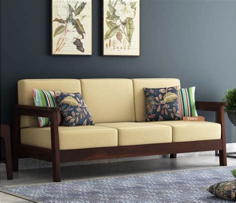 BSR ARTS Solid Sheesham Wood Sofa Set 3 Seater for Living Room 3 Seater ...