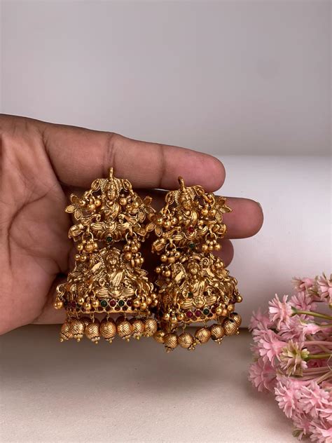 Antique Gold Plated Nayanthara Jumkha – Mannat Jewelz
