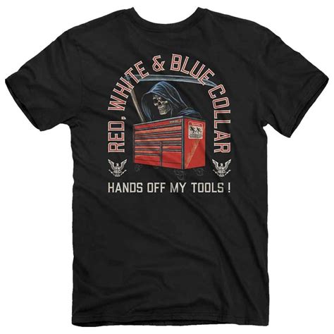 Buckwear Men's Red, White, And Blue Collar Hands Off Short Sleeve ...