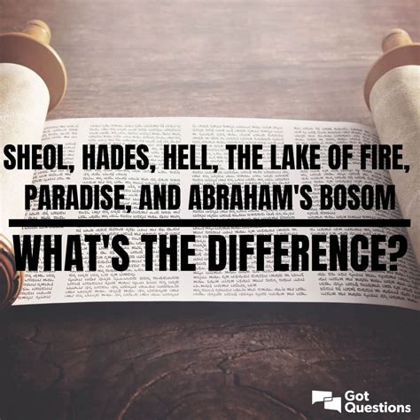 What is the difference between Sheol, Hades, Hell, the lake of fire ...