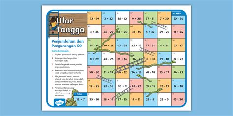 Permainan Ular Tangga Penjumlahan dan Pengurangan Hingga 50