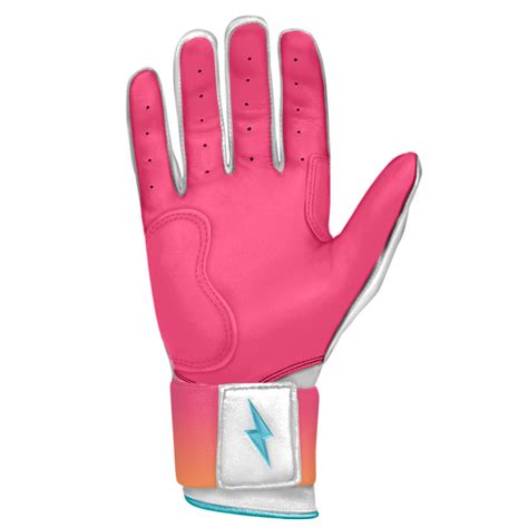 Sunrise Batting Gloves | White with Blue and Pink Accents Batting ...