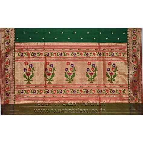 Asawali Brocade Border Paithani Saree, Green