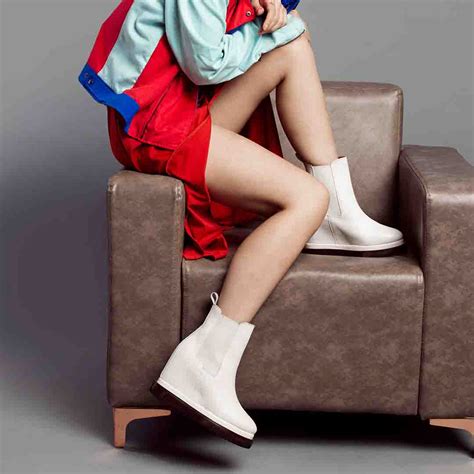 SAINT VERONICA Off-White Leather Inner Wedge Heel Ankle Boots | Winter ...