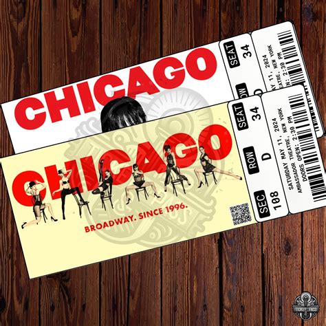 Printable Chicago Theatre Ticket,chicago the Musical Broadway West End ...