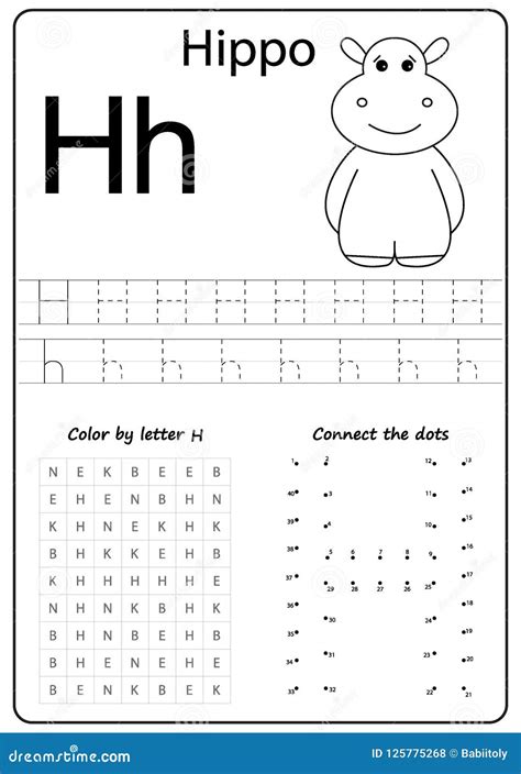 Writing Letter H. Worksheet. Writing a-Z, Alphabet, Exercises Game for Kids. Stock Vector ...