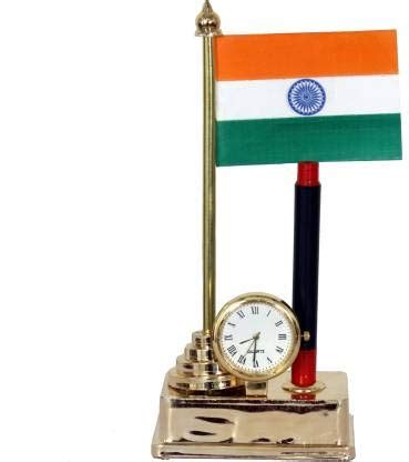 VR CREATIVES Indian/National Flag Desk organizer and Clock with Pen ...