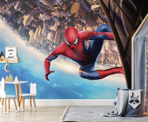 Spiderman Wall Mural | Spider-man Wallpaper | Nursery Decor | Children ...