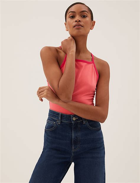 Buy Cotton Rich Fitted Sleeveless Cami Top at Marks & Spencer