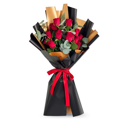 Buy Sweet Embrace Rose Bouquet – 12 Red Roses in Elegant Wrap – Floral Hub