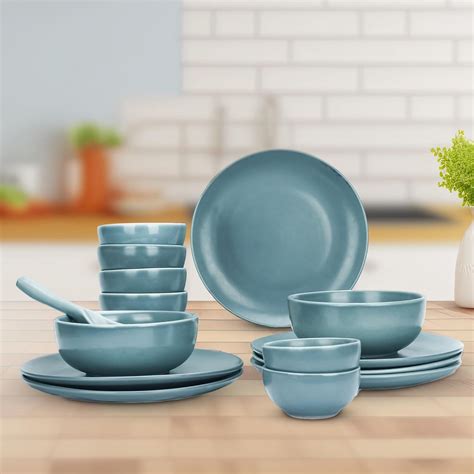 Ekhasa Ceramic Dinner Set (15 pcs, Microwave Safe, Chip Resistant, Blue ...