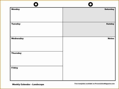 Weekly Calendar Template Monday Thru Friday | Calendar template, Weekly ...