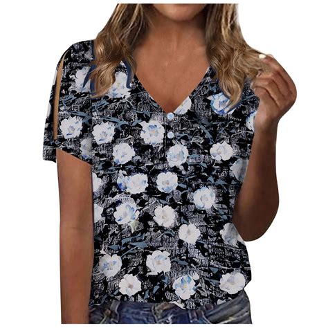 Zuesphe Womens Floral Tops Dressy Casual Boho Floral Shirts for Women V ...