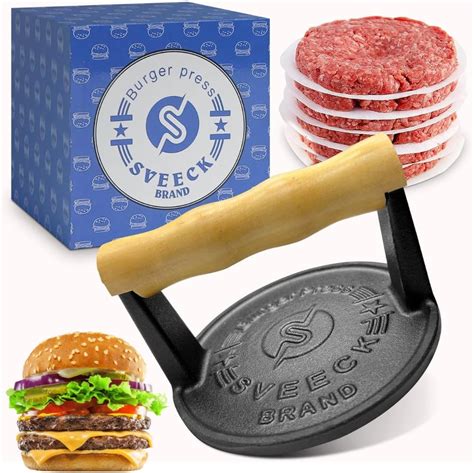 Amazon.com: SVEECK Burger Press – Smash Burger Press with 10-Pcs Patty ...