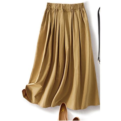 Cavosen Womens Long Skirts Elastic Waistband Cotton Linen Solid Color ...