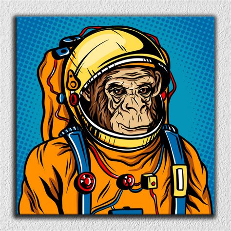 Monkey Space Yellow Blue Art – Myindianthings