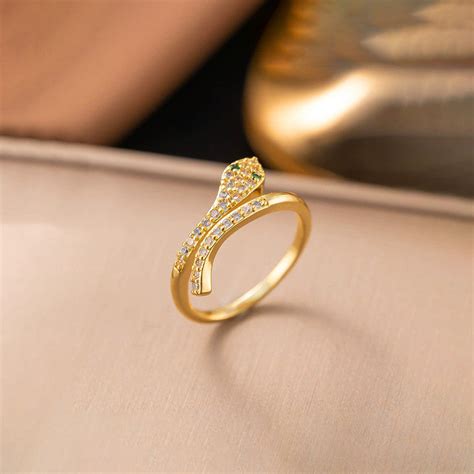 Buy Gold Plated Anti Tarnish Stainless Steel Snake Themed Adjustable ...