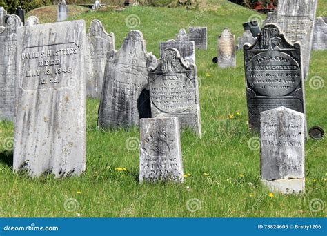Weathered Revolutionary War Headstones, Old Salem Burial Ground, New ...