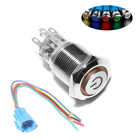 Buy Monrand 19mm Latching Push Button Switch,12V DC ONOff Self-Locking ...