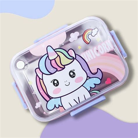Buy SPORTSTHAL Unicorn 3 Compartment Lunch Box for Kids with Stainless ...