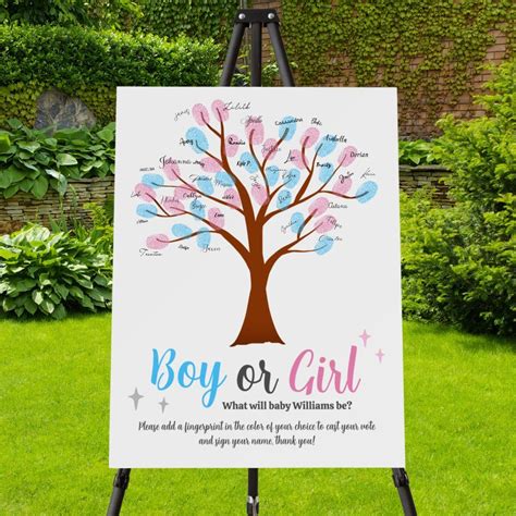Gender Reveal Party Tree Leaves Fingerprints Foam Board | Zazzle in ...