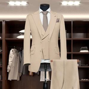 Buy Men Suits, Suits for Men Beige Three Piece Wedding Suit, Formal ...