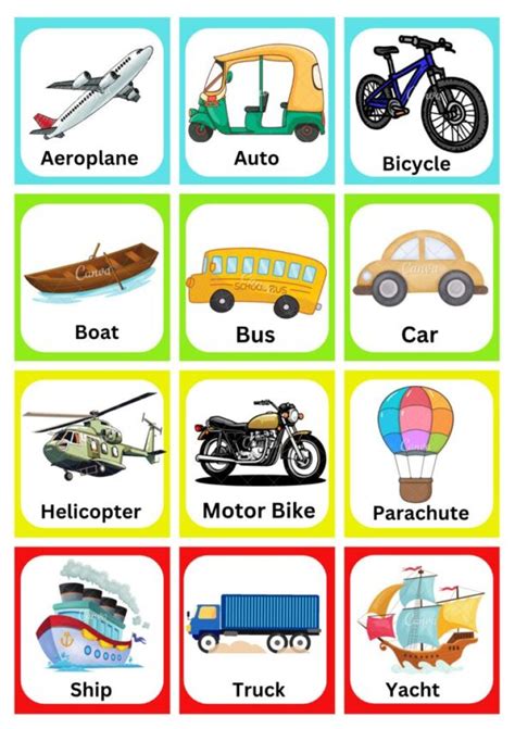 Transportation Flash Cards 的图像结果