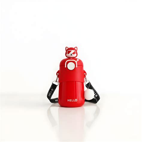 Kawaii Bear Kids Insulated Sipper 500ml | Dual Lid with Straw & Strap ...