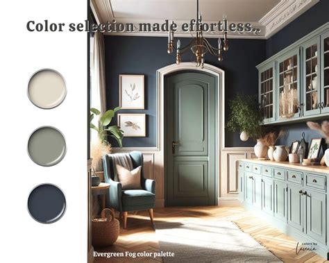 Evergreen Fog Paint Color Palette, Sherwin Williams Green Paint Color ...