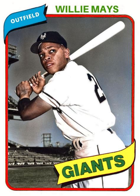 WILLIE MAYS NY GIANTS 1980 TOPPS DESIGN | Baseball cards, Willie mays ...