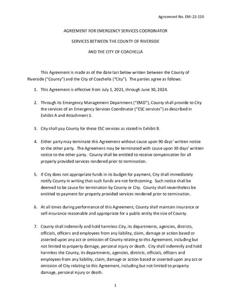 Fillable Online agreement for emergency services coordinator Fax Email ...