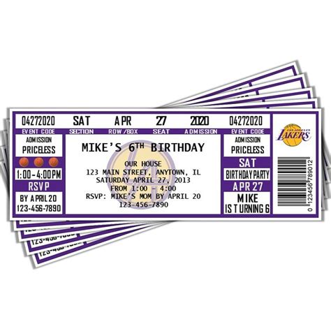 Lakers Ticket Template