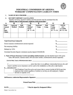 Fillable Online ica state az Compensation Liability Form (PDF ...