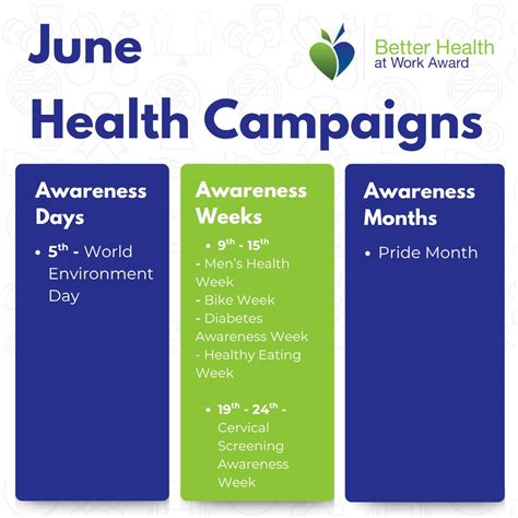 Here are your health campaign ideas for the month of June. 💙 There are ...