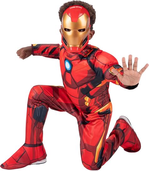 MARVEL Boys Deluxe Iron Man Costume, Kids Tony Stark Superhero ...