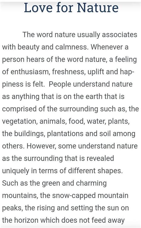 love for nature paragraph - Brainly.in