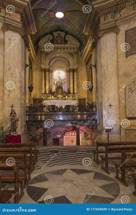 Haifa, Israel, January 26, 2020: Interior and Altar at the Famous Stella Maris Church in Haifa ...