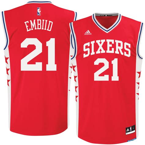 adidas Joel Embiid Philadelphia 76ers Red Alternate Replica Jersey