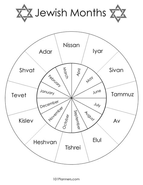 FREE Printable Jewish Calendar 2023, 2024, and 2025