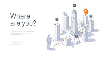 Location tracking concept isometric vector illustration choosing ...