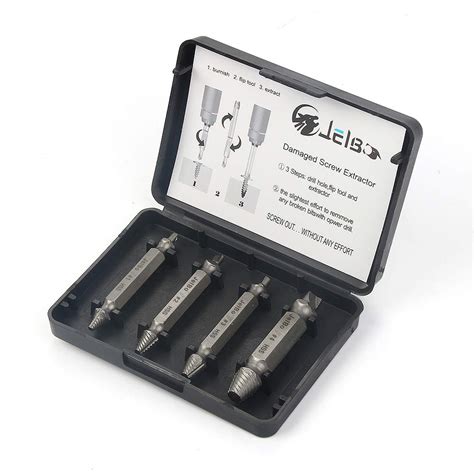 Jelbo Damaged Screw Extractor Set Easy Out Remover Kit Drill Bits for ...