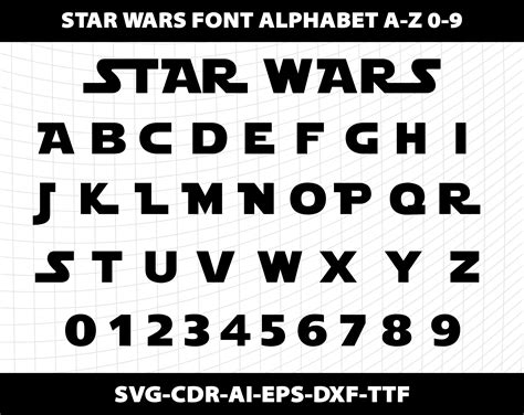 Star Wars Font Alphabet Letters Font Svg Ttf Dxf Silhouette - Etsy Canada