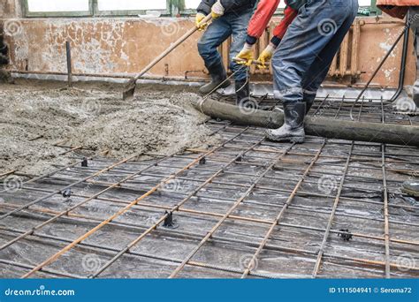 Pouring concrete slab stock image. Image of building - 111504941