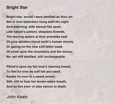 Bright Star Poem by John Keats - Poem Hunter
