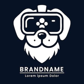 Cute dog logo wearing vr glasses modern pet technology icon ...