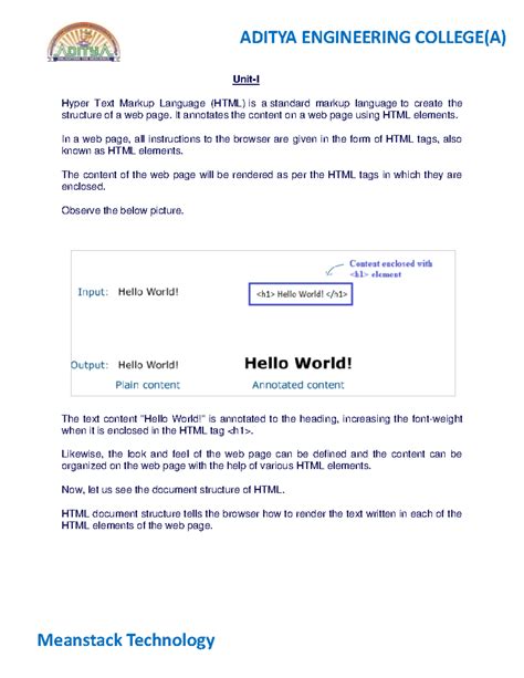 UNIT1 HTML - Unit-I Hyper Text Markup Language (HTML) is a standard ...
