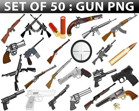 Gun Clipart Bundle Gun Clip Art Gun Llustrations Gun - Etsy