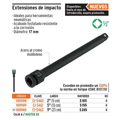 Extension de impacto 1/2' x 2' Truper Extension de impacto 1/2' x 2 ...