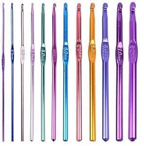 MF Hard-Anodized Aluminum Multicolor Crochet Hooks Sewing Needles Knit ...