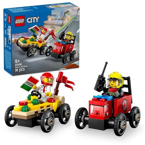 LEGO City Pizza vs. Fire Truck Race Car Pack Toy Soapbox Racing Set ...